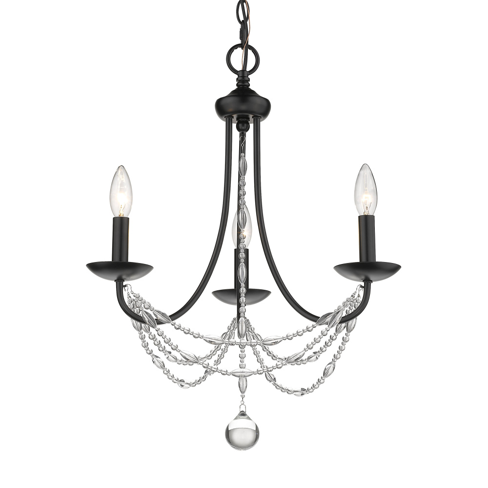 Golden Lighting Mirabella 3-light Chandelier in Matte Black